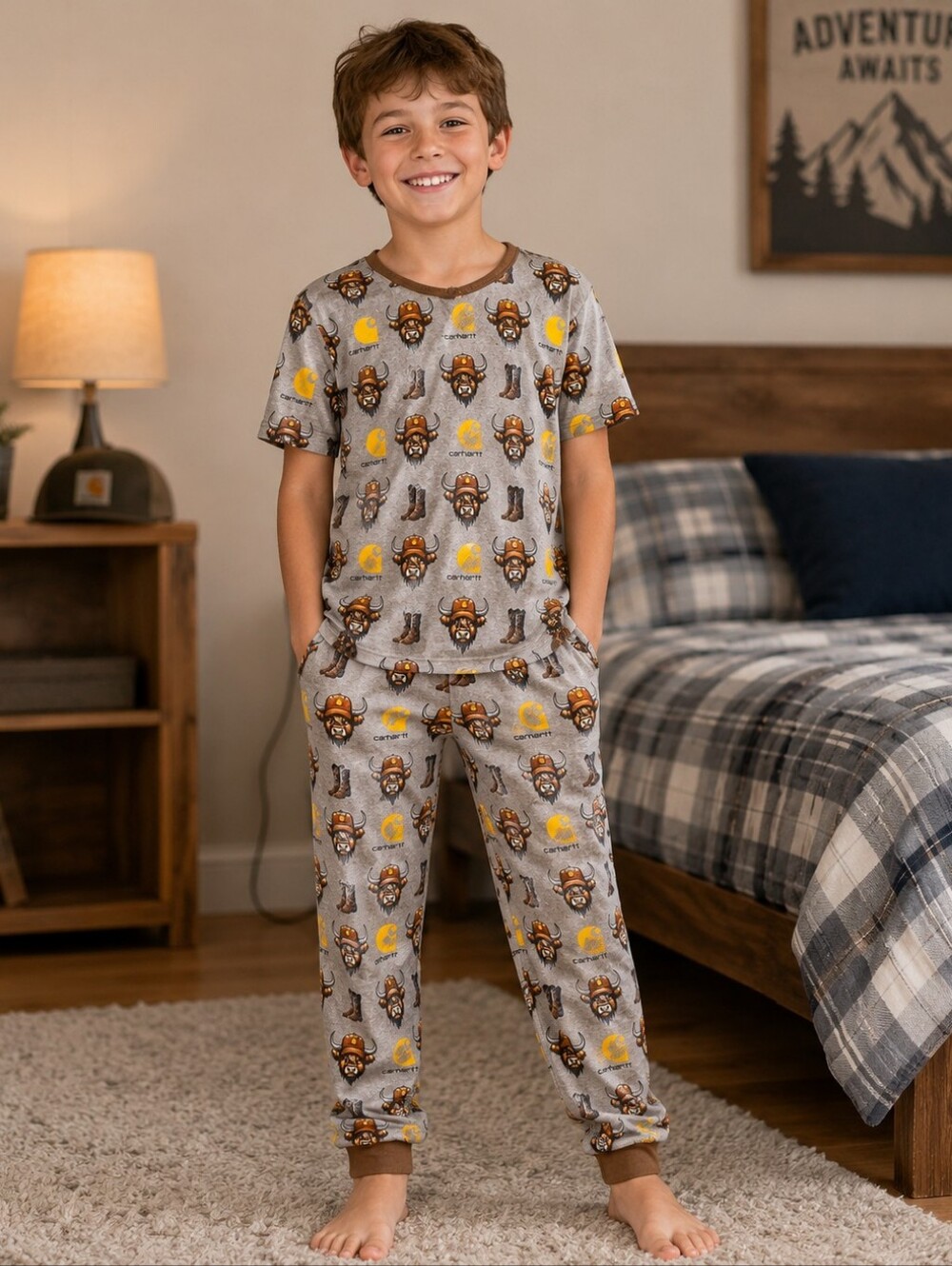 Highland Cow Carhartt Bamboo Pajama Set